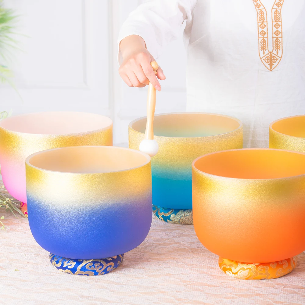 8 Inch golden Red Color Note C  Factory Supply Chakra Sound Healing Bowl Crystal Singing Bowl