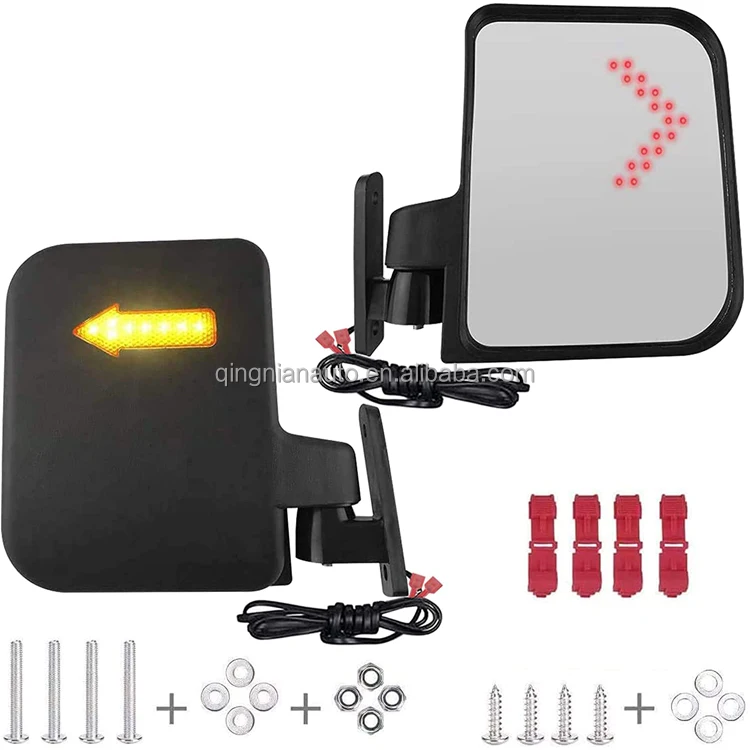 Golf Cart Side Mirrors with LED Turn Signal Light Golf Cart Rear View Mirrors for Club Car EZGO Yamaha Side Mirrors Golf Cart