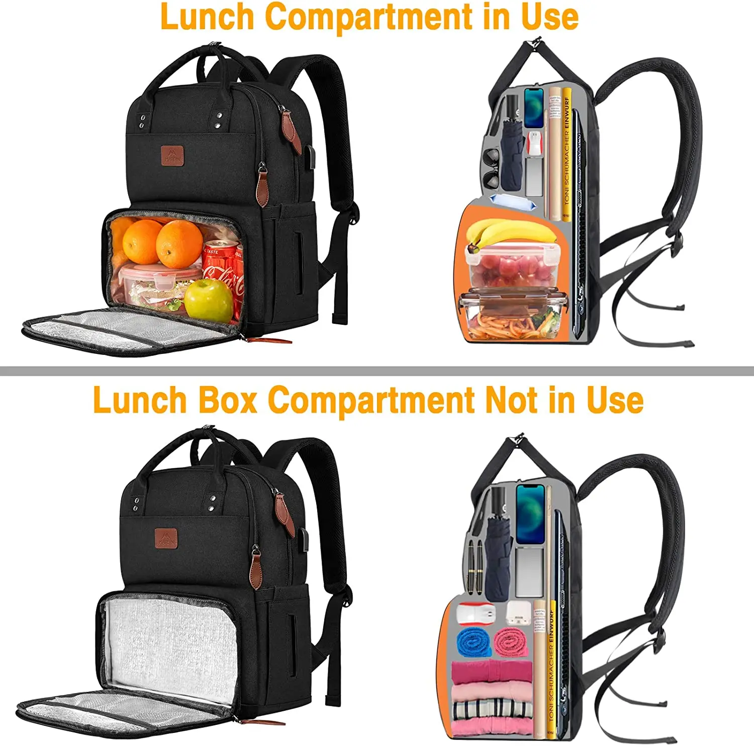 Custom USB Charge Port Business Womens Travel Backpack Insulated Cooler Tote Daypack Laptop Thermal Lunch Pack Bag