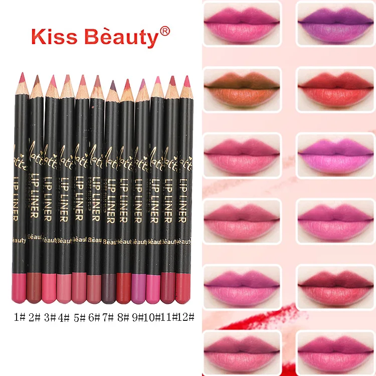 
wholesale long last matte lip liner pencil set waterproof makeup 