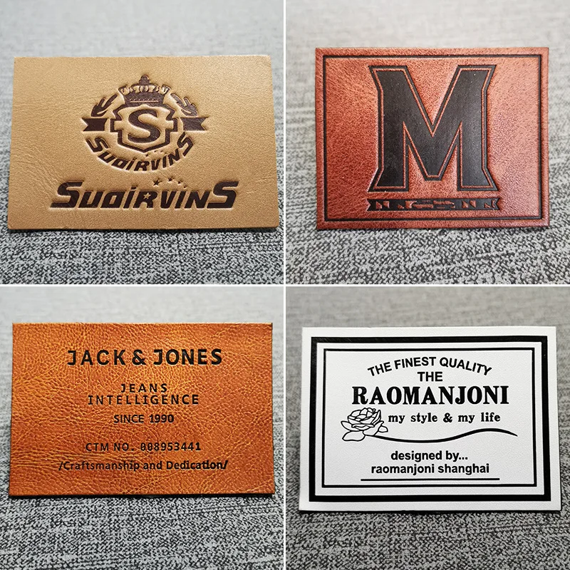 High Quality Hot Stamping China Manufacturer Eco-friendly Custom Logo Embossed suede sewing iron on leather label jeans tag