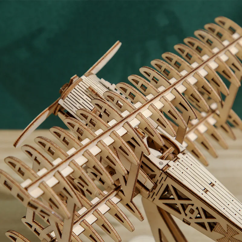 DIY 3D Wood Airplane Handmade Assembly Kit Plane Decoration Set Mechanical Hand Craft Boxed 3D Wooden Puzzle