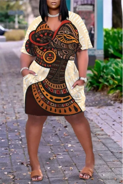 Wholesale New Summer Medium And Long Large Size Loose 3D Printed Multi-Color Dress female clothing