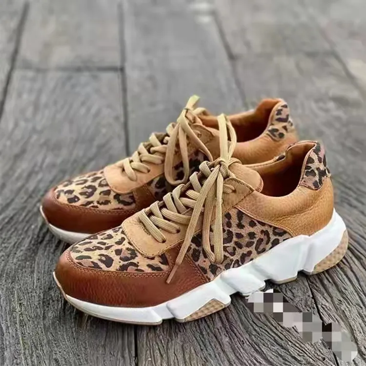 SP-109 2022 Latest Hot sale fashion brown Leopard print sneaker for women casual daily Running sports shoes