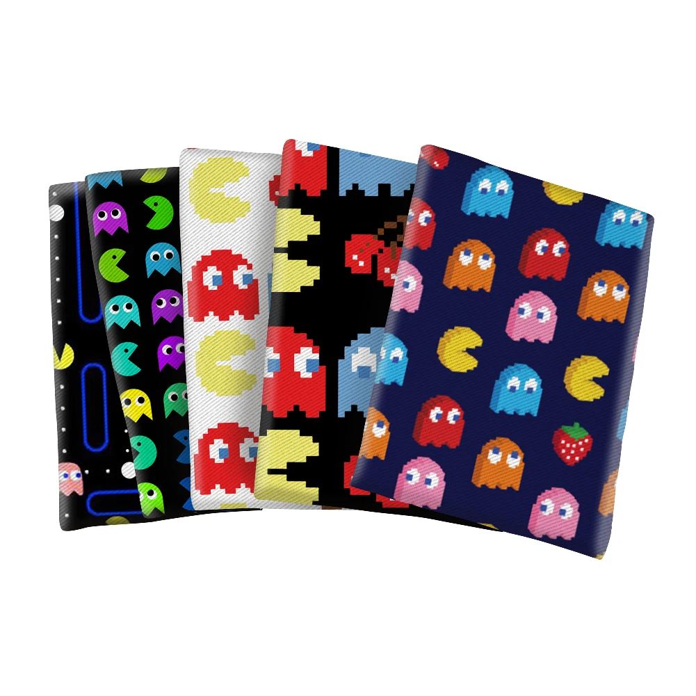 
 Пользовательская хлопчатобумажная саржевая ткань Pac Man с принтом, ткань пэчворк, ткань «сделай сам», занавеска для платья, домашний текстиль 100*145 см  