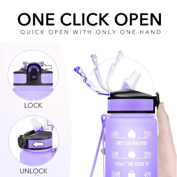 Wholesale Portable Food Grade Outdoor Sports Water Jug 32OZ 1000 ML Reusable Motivational Plastic Water Bottle With Time Marker