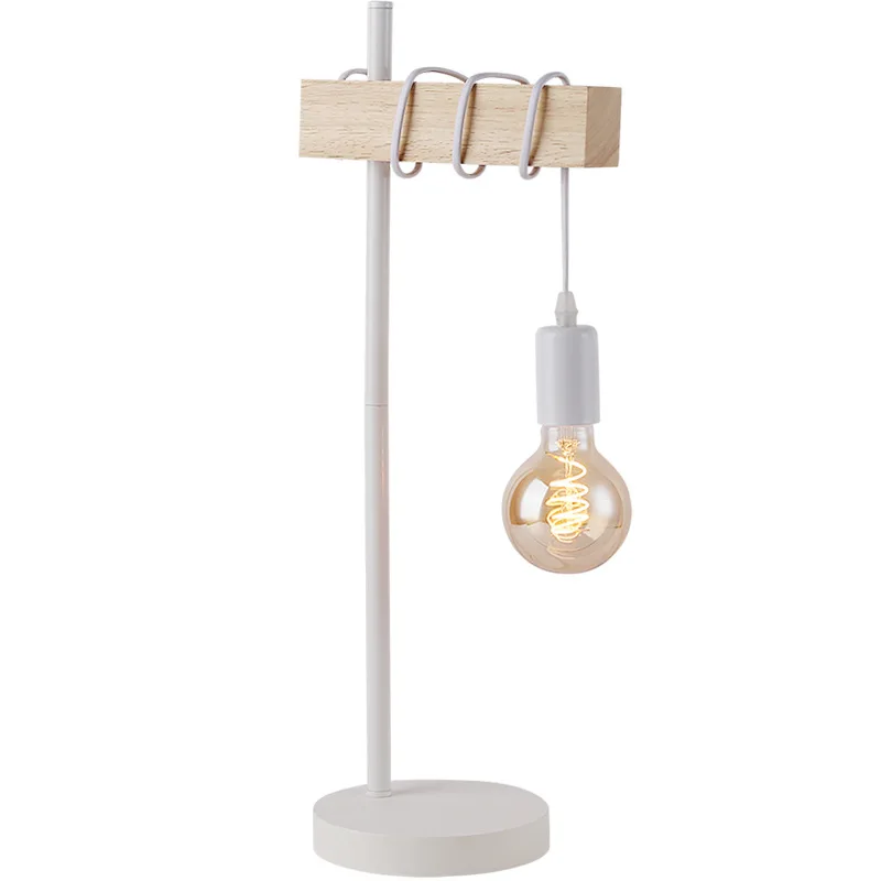 Creative wood desk lamp nostalgic office study iron pipe industry retro coffee bar decorative table lamp with E27 lamphoder