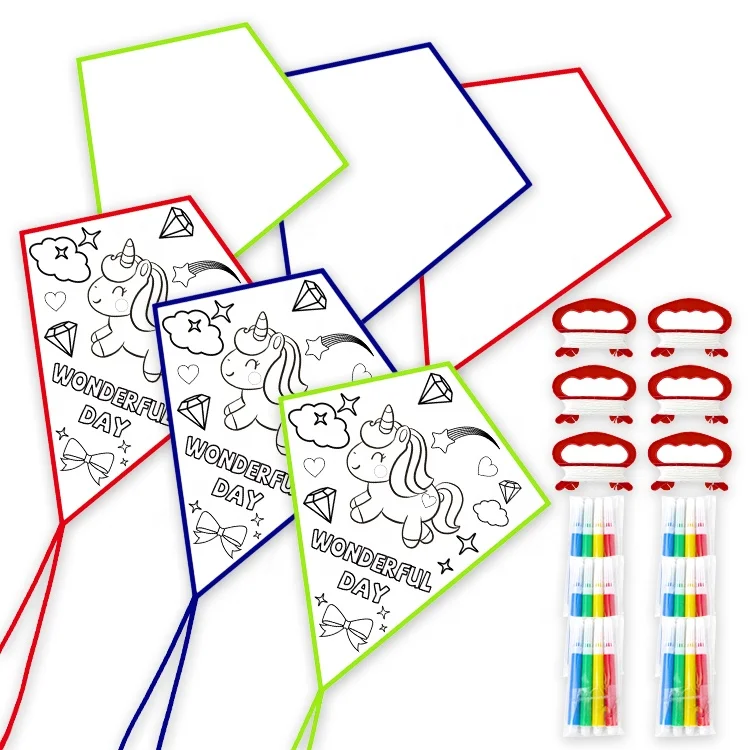 OEM Kites One Color printing DIY  kids kite  paper  Drawing   teaching Commercial kite