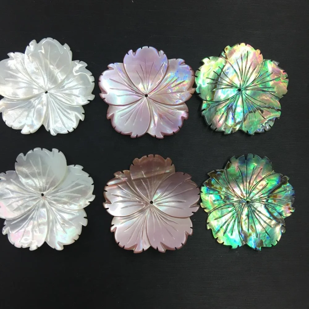 Big Size High quality natural mother of pearl gemstone flower shell carving
