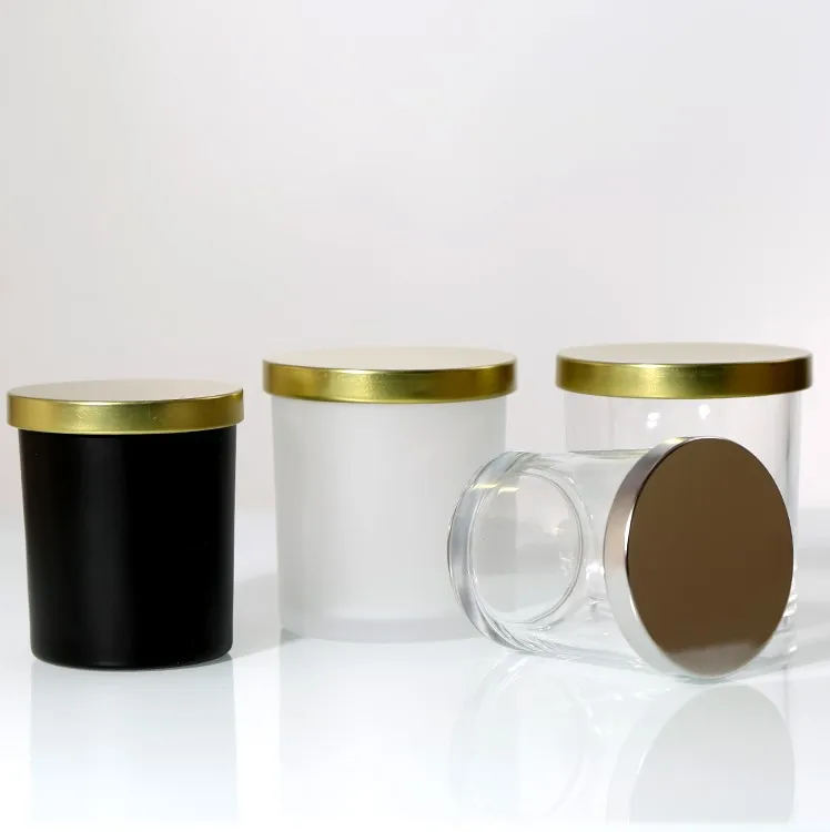 2022 OEM ODM Kerzenglas Luxury Large Clear 8oz 16oz Glass Candle Jars With Lids In Bulk Gold Lid