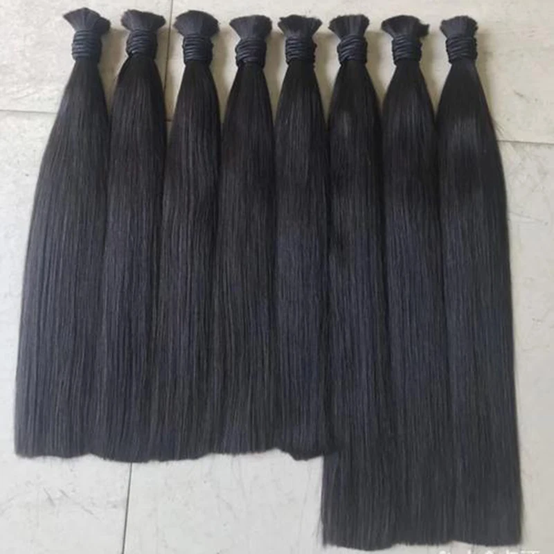 32 34 36 38 40 Inch Raw Indian Straight Hair Weave , Peruvian 100% Human Hair Extensions , Human Braiding Hair Bulk No Weft