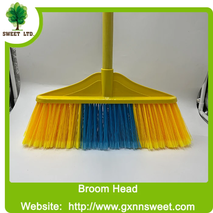 Indoor/Outdoor Plastic Broom with Wood Stick PVC & PET & PP Broom Dustpan Floor Cleaning & Sweeping broom for Home Use