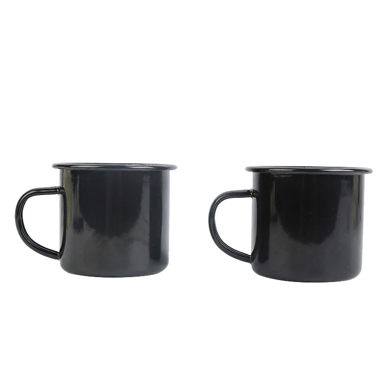 Printing Logo Vintage Black Enamel Camping Mug Enamel Camping Mug Travel Cup Morning Coffee Mug 12oz/16oz