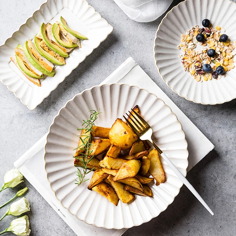 White Ceramic Plate, For restaurant Home Tableware Porcelain DInner Plate Bulk Ceramic Plates and Bowls Dish Buffet