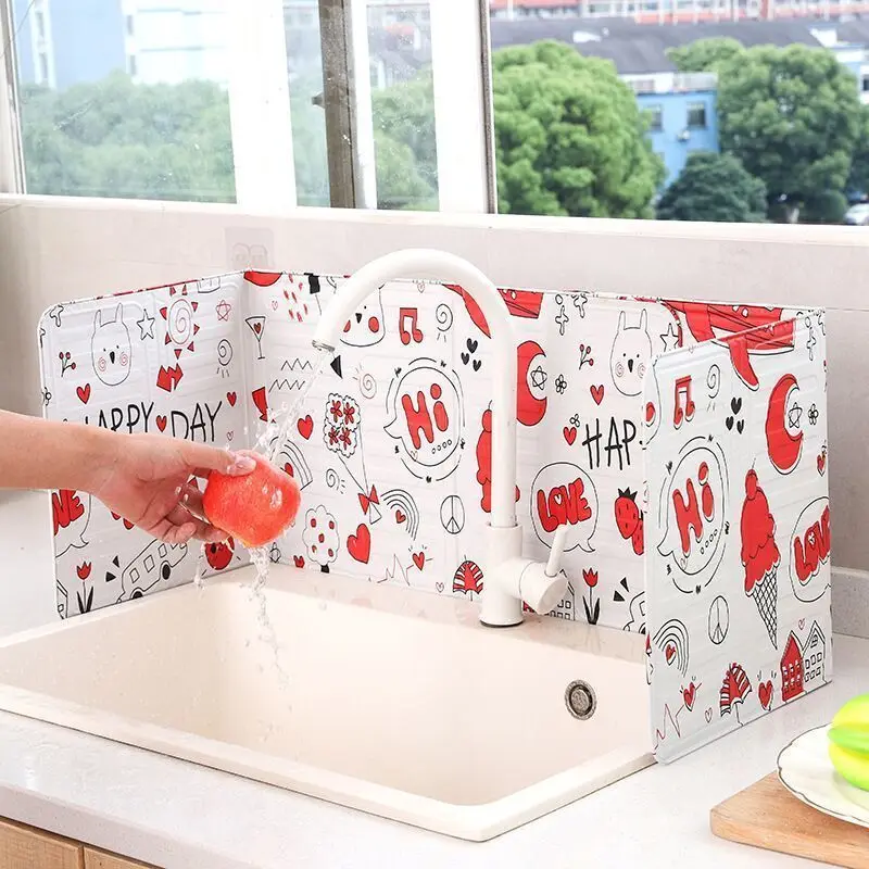 Creative Grease Shields Kitchen Fryer Grease Trap Aluminum Foil Heat Shield Gas Stove Top Folding Baffle