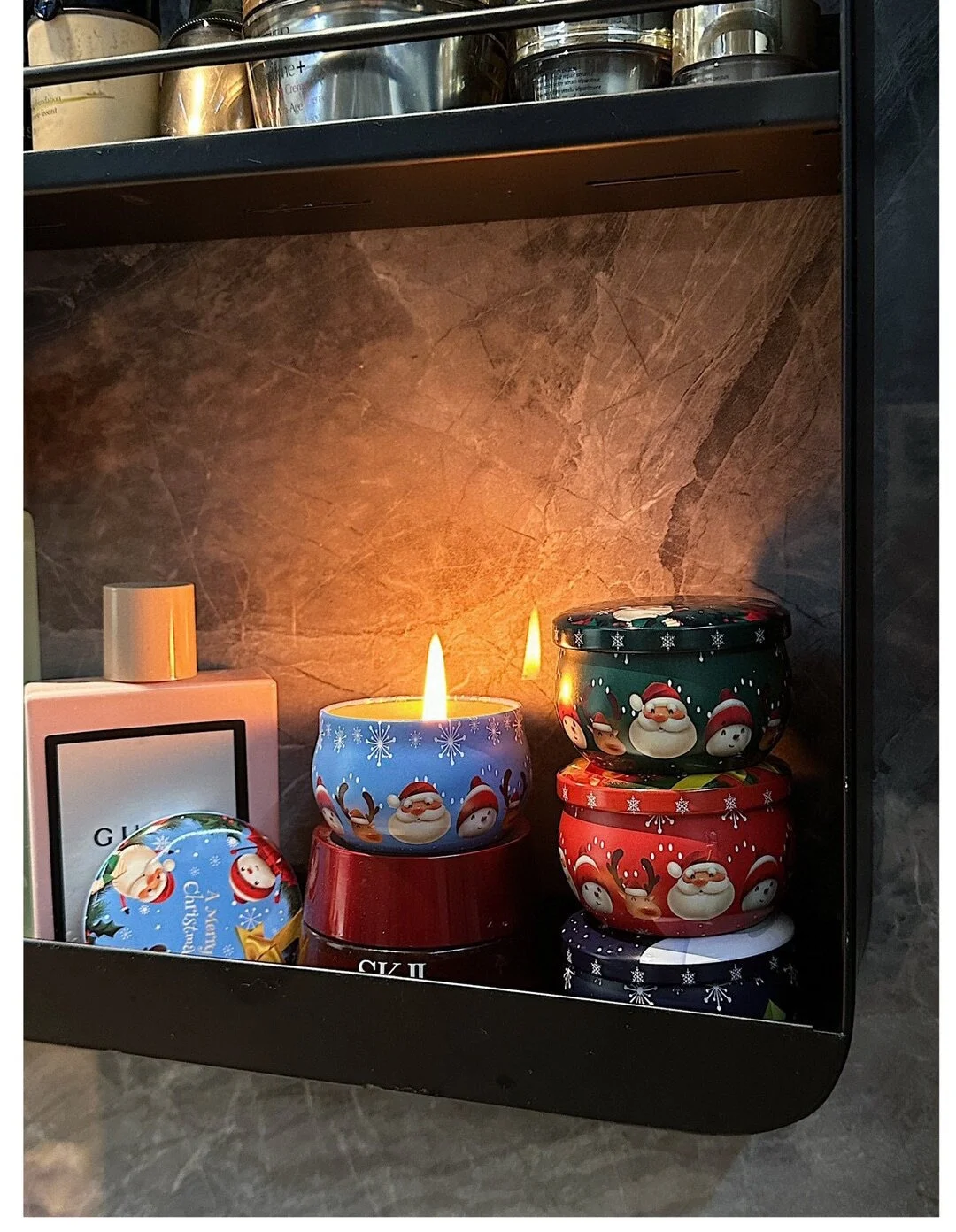 4pcs/pack Christmas Gift Box Tin Scented Candles Wholesale Custom Soy Wax Candle Tin Set Xmas Gift