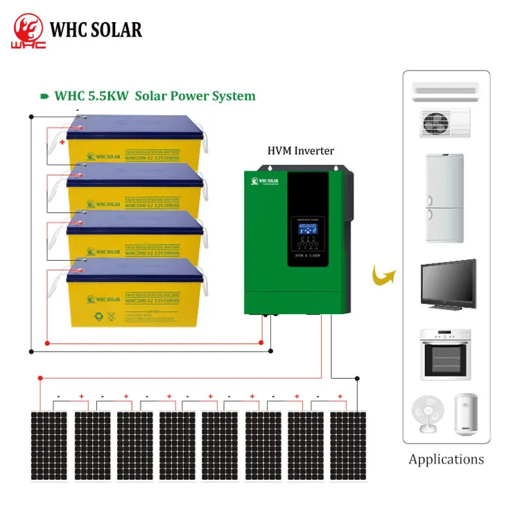 WHC 24V 48V TO 220V Solar Inverter 3.5Kw 5.5kw Ac Dc Hybrid Inverter Mppt
