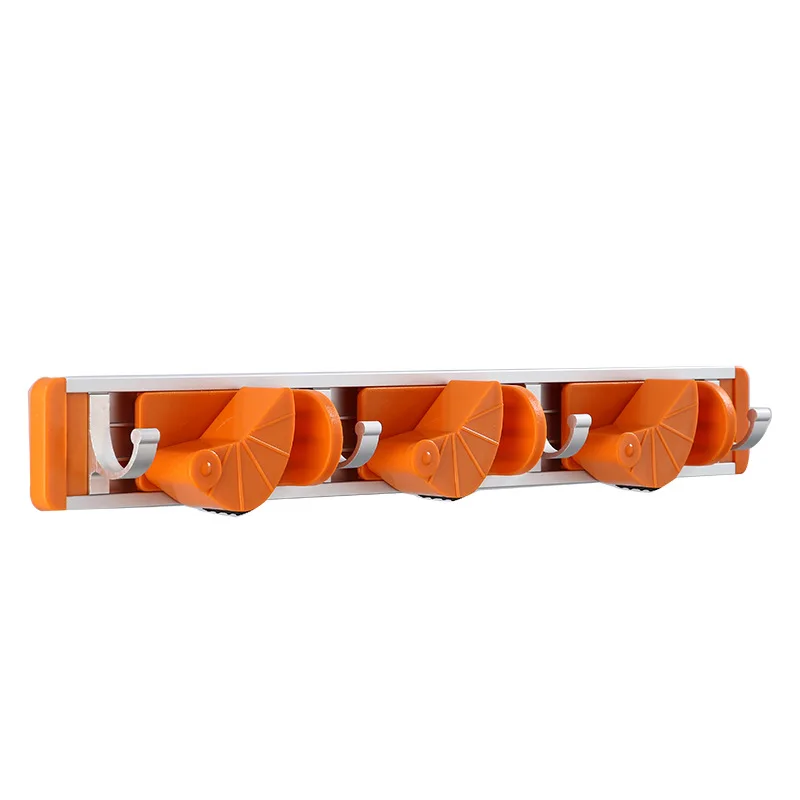 Drop Shipping Multifunctional Rotatable Broom Holder No Punch Bathroom Mop Clip Wall-mounted Aluminium Alloy Mop Holder