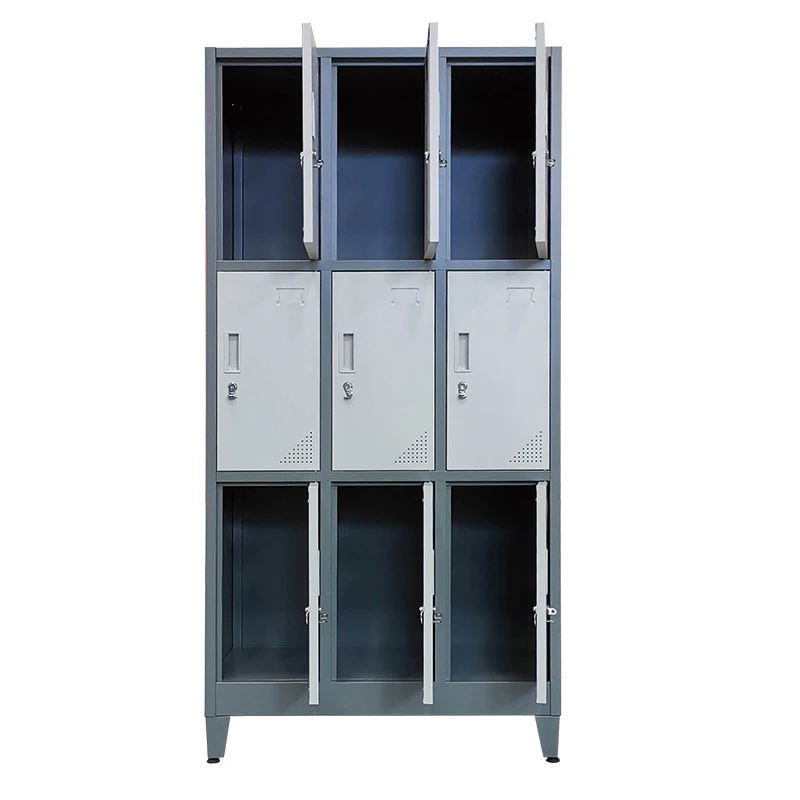 Factory Price Knock Down Clothes Locker 9 Door Steel Salon Cabinet Cupboard