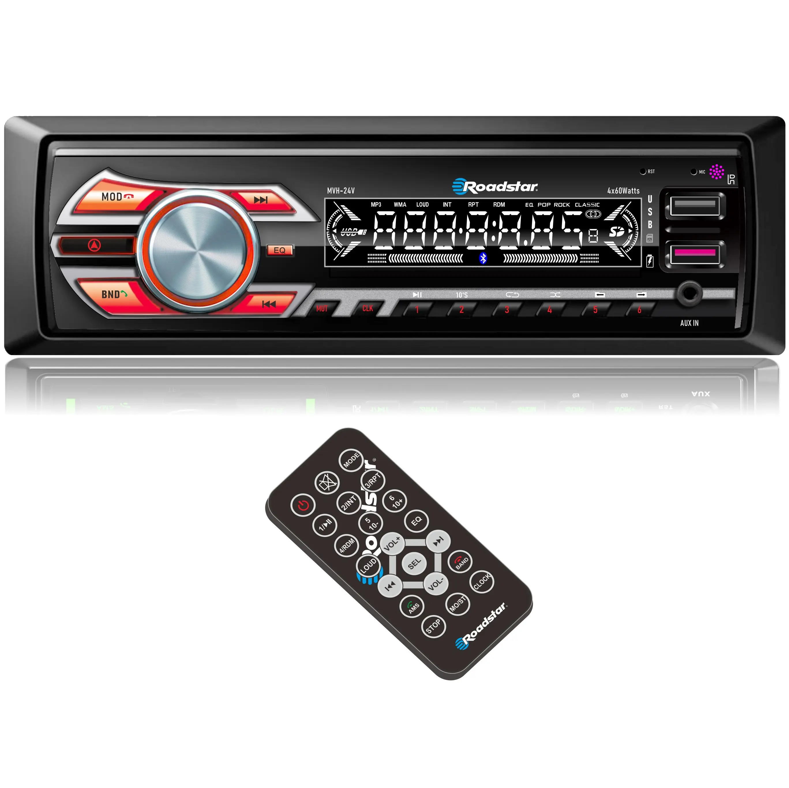 24 В, автомобильный Автомобильный FM-радиоприемник с двойным USB AUX TF MP3 Bluetooths плеер с 7 видов цветов и ISO гнездом 2 канала 2.1A Быстрая зарядка