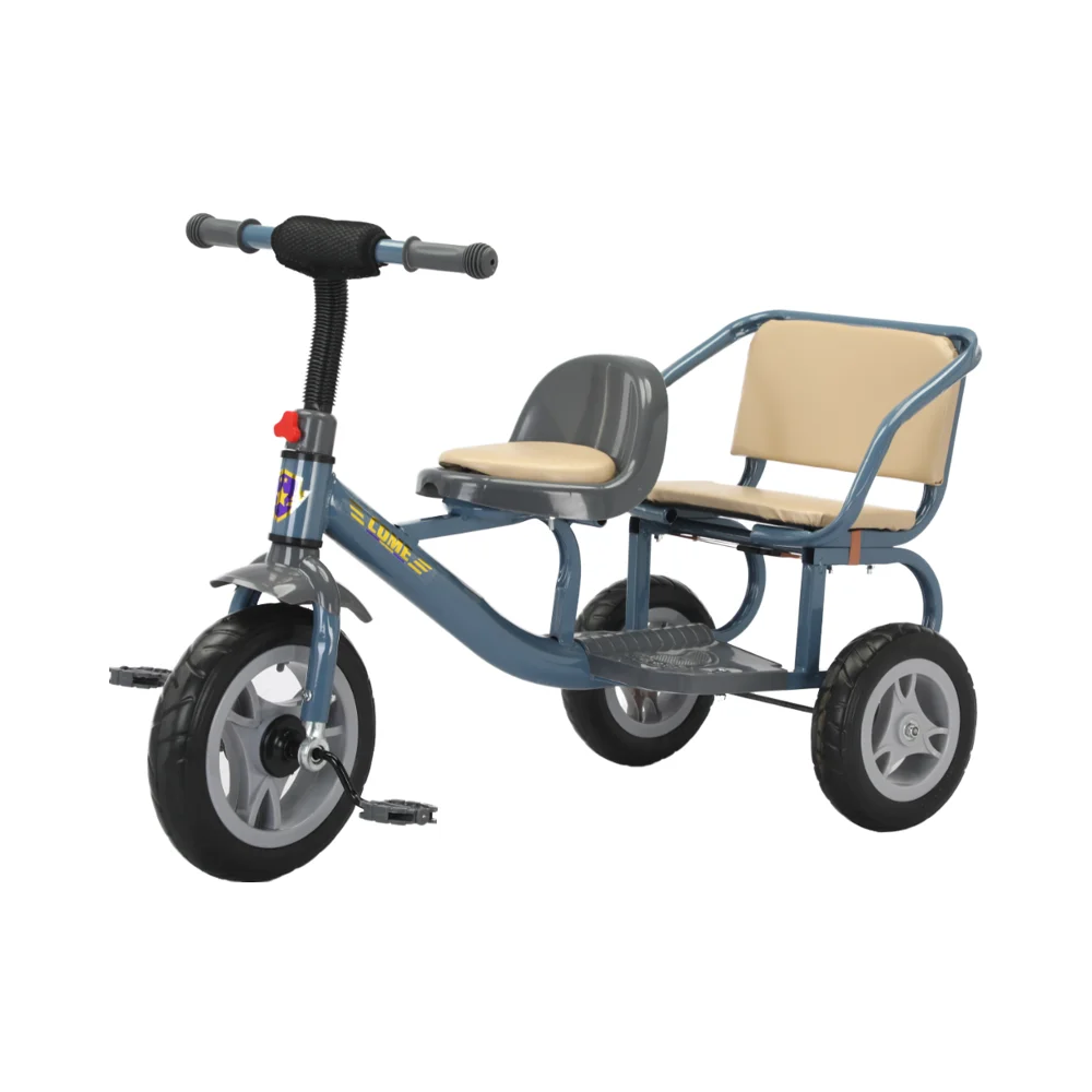 Hot Selling Double Seats Kids Tricycles For 2 Children Baby Bike Outdoor Twin Stroller Three Wheels Twins Tricycle