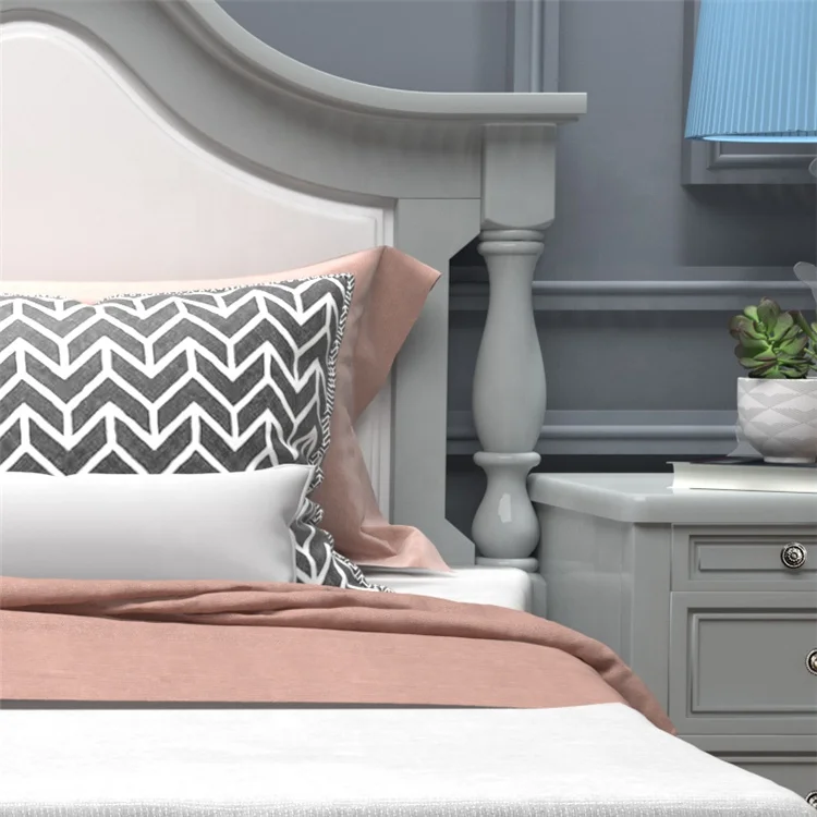 
Bedroom Furniture Modern Design Mahogany Solid Wood Adjustable Height Double Bed Mattress Custom Size 