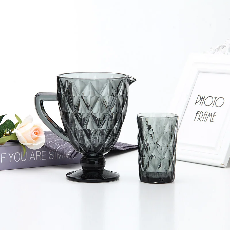 Wholesale Cheap Price Wedding Vintage Champagne Blue Amber Water Wine Cups Colored Glassware Pink Goblets