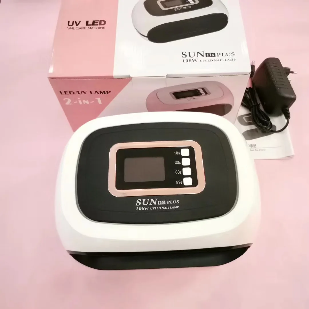 Double Hands Sun H6 Plus Nail Lamp 108W Big Space Professional Gel Polish Drying Two Hands UV LED Manicure Dryer For Salons