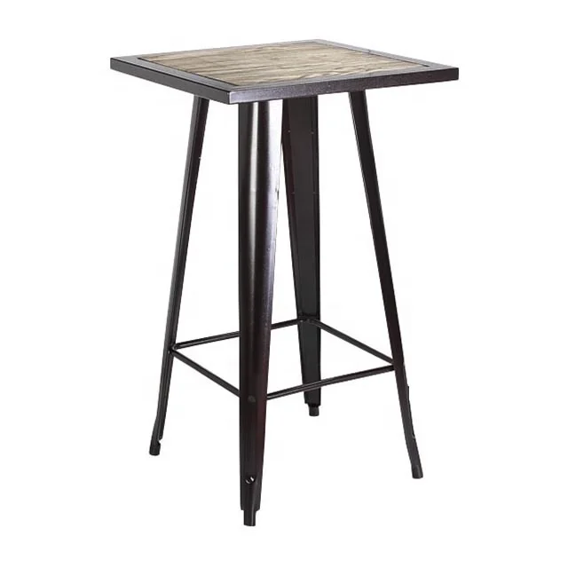SEB 2022 Customize Outdoor Wooden Top And Anti-UV Powder High Bar Stool Bar Table