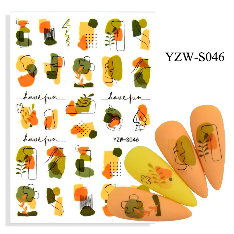 22 Styles 3D Nail Stickers Butterfly Korea Trendy Abstract Nail Art Decor Stickers