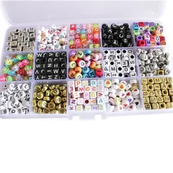 Acrylic Alphabet Letter Beads with 1 Roll of Crystal String Cord Beads DIY Bracelets Key Chains Necklaces Other Jewelry Making