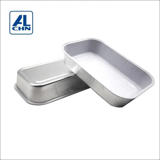 400ML/14oz  Disposable Rectangular White Lacquer Food Grade Airline Aluminum Foil Trays With Aluminum Foil Lids