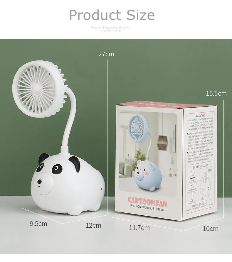 Cute Cartoon Mini Desk Fan USB powered desktop fan Pen Holder