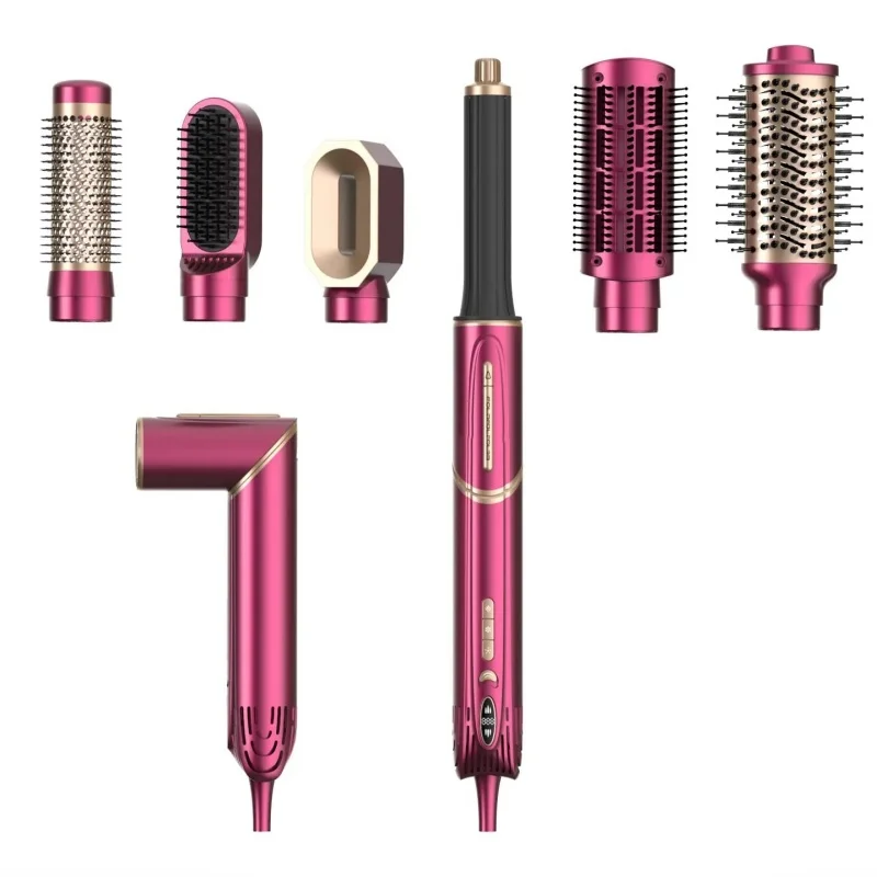 6 in 1 Metal Professional Hair Styling Blow Tools Set Foldable Hair Dryer Brush Straightener Hot Comb Hair Curler for Home Salon