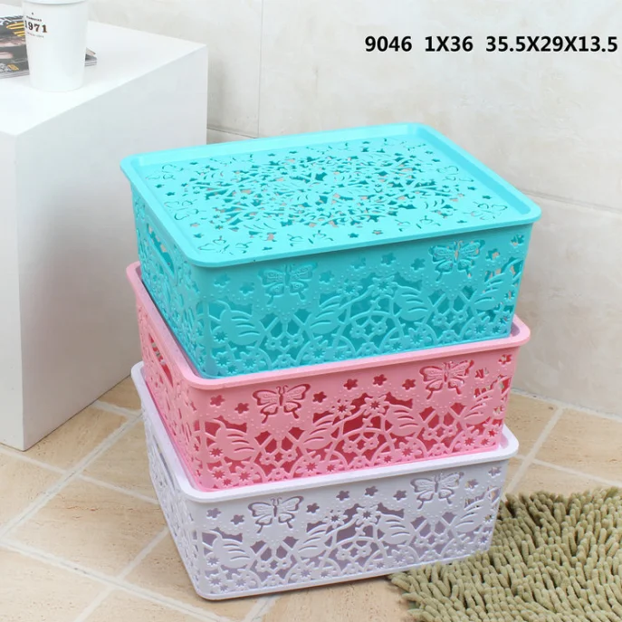 
High-Quality household laundry Rectangular storage Plastic Basket With handle 