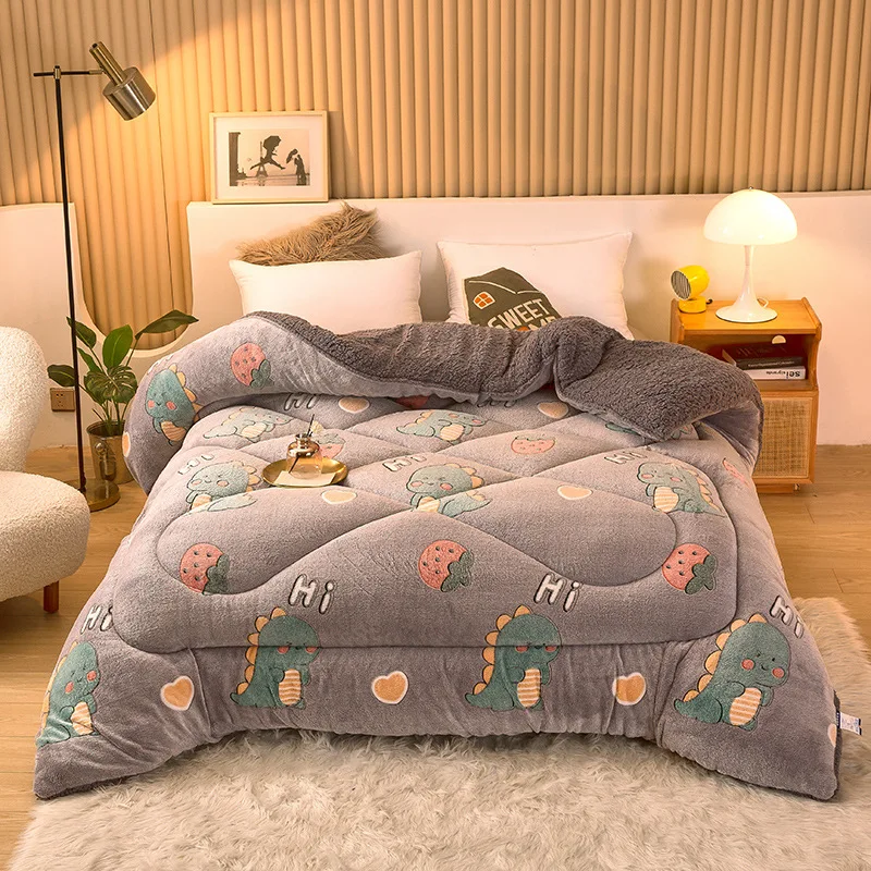 Wholesale Custom Warm Winter Quilt Double Sided Soft Velvet Comforter
