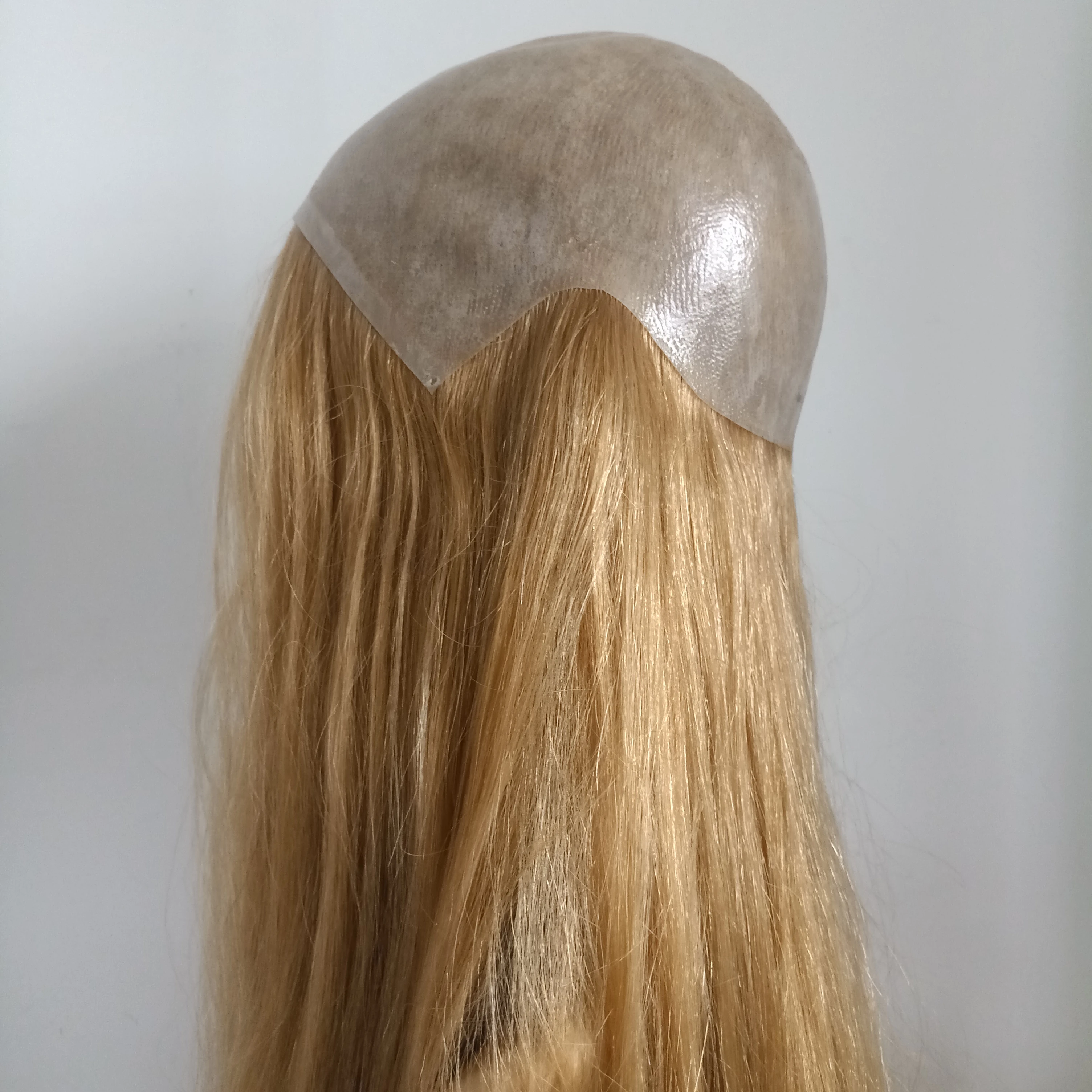 New 27# natural wave straight blonde thin skin  pu human hair toppers for women human hair