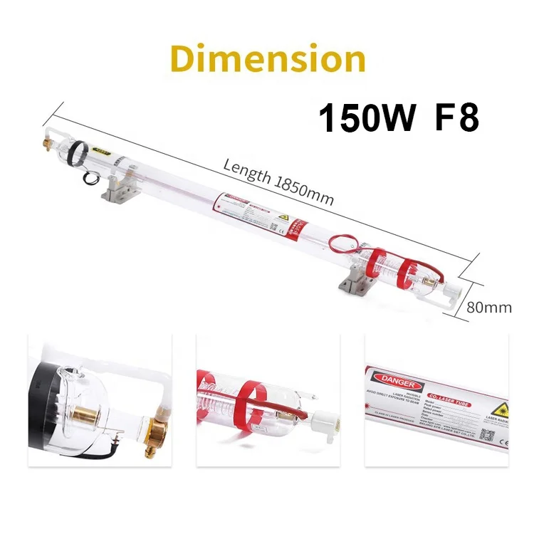 EFR F8 Tubes Laser Co2 150W 1850*80MM max 170W Molding Ceramic Head USA Mirror Germany Discharge Tube 1 Year Warranty