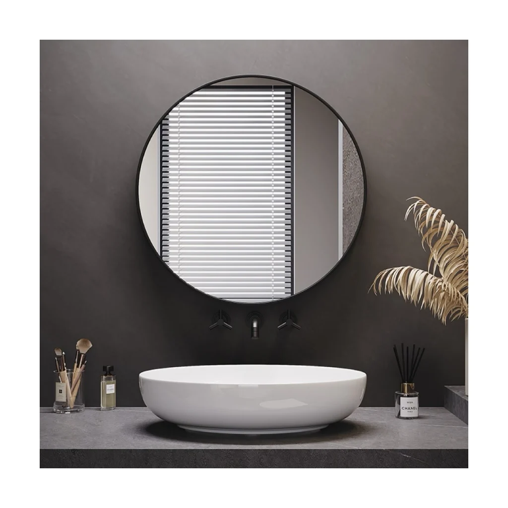 Modern luxury Gold Black Round Wall Mounted Bathroom Livingroom Bedroom Aluminum Alloy Frame Home Decor Mirror