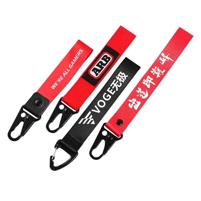 Manufacturer custom screen printing rubber Indonesian dragon webbing lanyard with eagle beak buckle