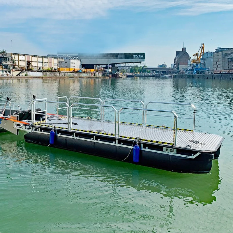 Floating pontoon boat for outdoor houseboat floating