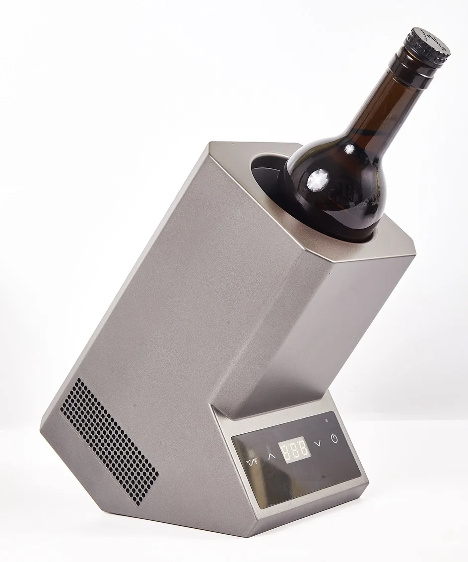 Gray housing Portable Electric Thermoelectric Single Bottle Wine Cooler Chiller
