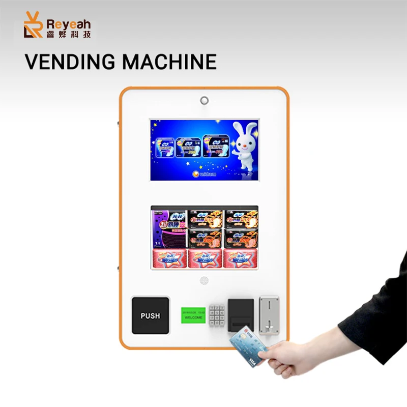Wall mounted LED touch screen small tissue sanitary napkin pad PPE cheap vending machine