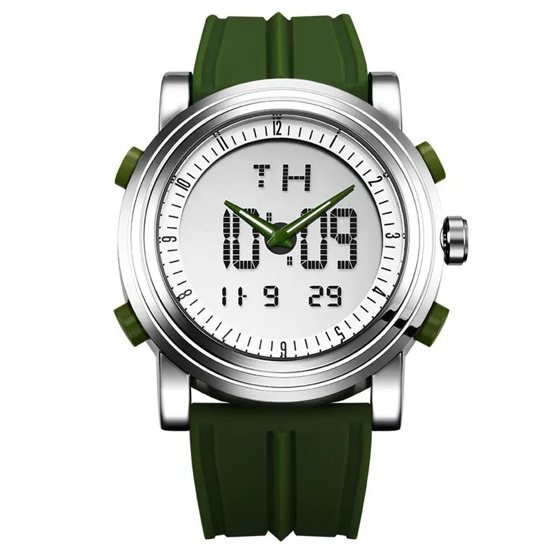 Universal watch creative double display glow-in-the-dark cool sports watch silica gel band student electronic watch