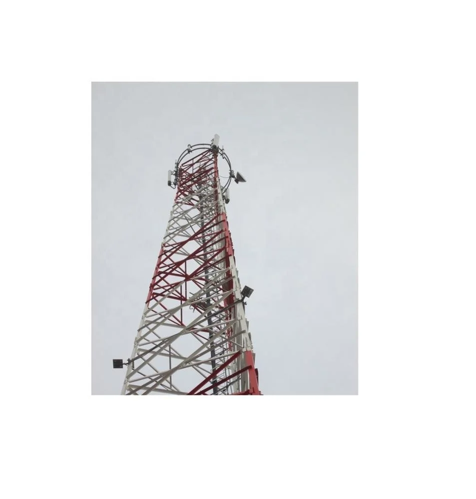 55m 3 Leg SST angular telecommunication triangle steel tower with galvanized and brackets,fall arrest,aviation light etc