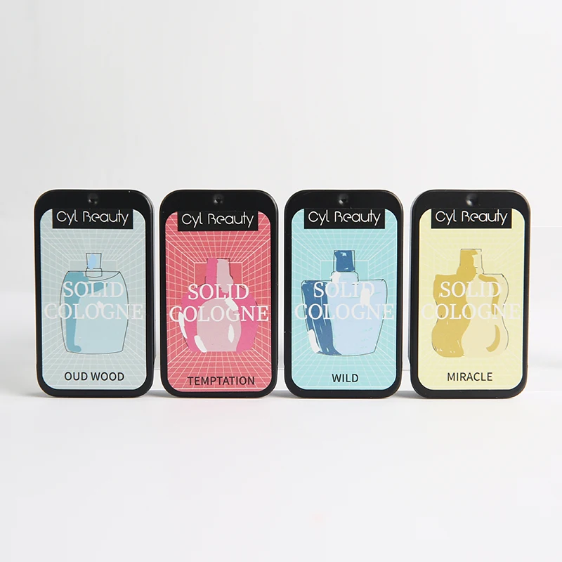 Custom 100% Natural Fragrance Balm Portable Women Solid Cologne Private Label Long Lasting Metal Box Men Solid Perfume
