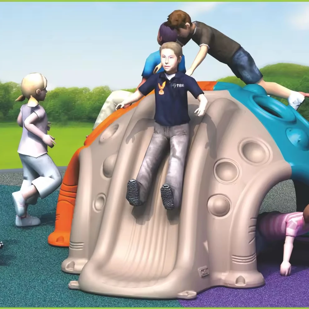 Plastic dome climber with slide for kids to climb and hide in outdoor playground sand play game zone