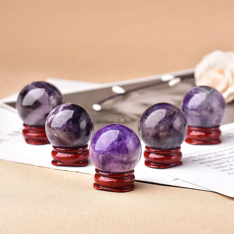 Natural Mineral Healing Stone Crystal Dream Amethyst Ball For Feng Shui Ornaments
