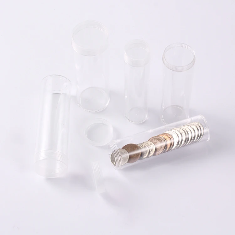 Hot selling plastic coin case holder clear tube for coin 32MM