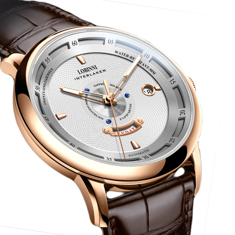 LOBINNI 18071 minimalist style wristwatch luminous mechanical watches men automatic